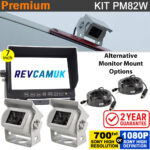 7" Heavy Duty Dash Display + 2x Sony CCD (or optional Sony AHD) White Bracket Cameras Kit - PM82W