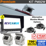 9" Heavy Duty Dash Display + 2x Sony CCD (or optional Sony AHD) White Bracket Reversing Camera Kit - PM92W