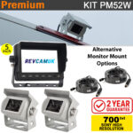 5" Dash Monitor + 2x Sony CCD White Bracket Reversing Cameras Kit - PM52W