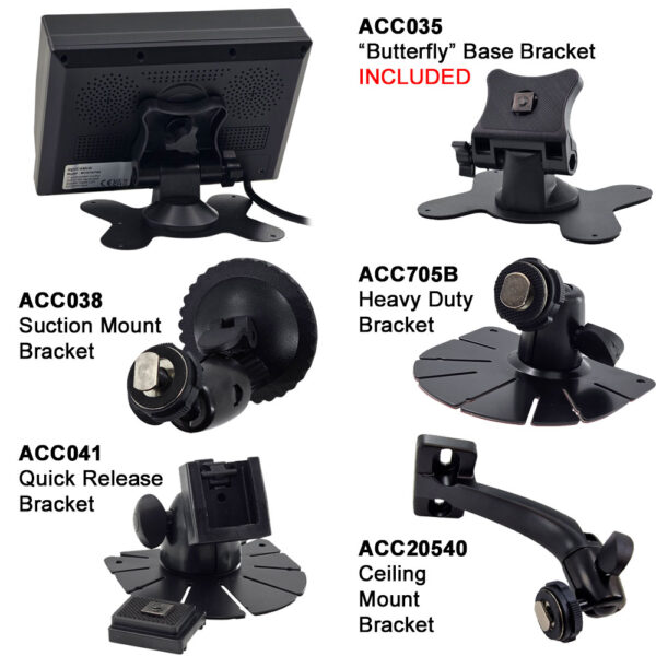 Black Bracket Reversing or Rear View Camera Kit with 7" Stand On Dash Monitor and Sony CCD/AHD image sensor | PM61B