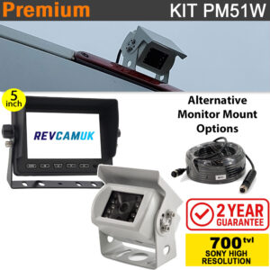White Sony CCD Bracket Reversing Camera Kit with 5" Dash Monitor - PM51W