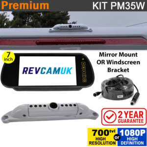 White Slimline Reverse Camera Kit with 7" Mirror Monitor - PM35W