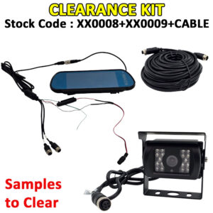 AHD 720P Bracket Reversing Camera + Clip-over Mirror Monitor Kit – Black – 15m 4 Pin – Clearance