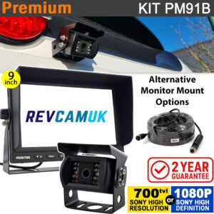9" Heavy Duty Dash Display + Sony CCD (or optional Sony AHD) Black Bracket Reversing Camera Kit - PM91B
