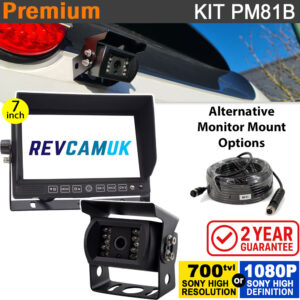 7" Heavy Duty Dash Display + Sony CCD (or optional Sony AHD) Black Bracket Reversing Camera Kit - PM81B
