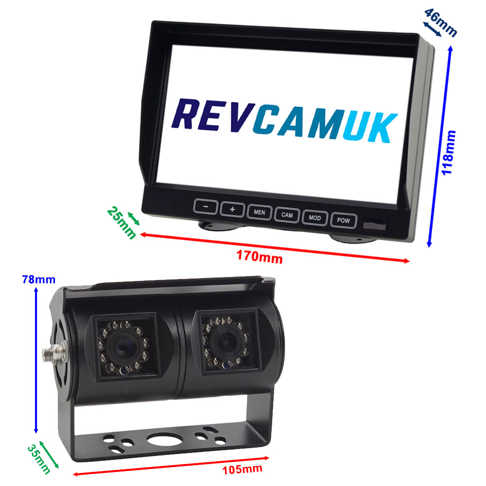 Twin-Lens Reversing & Driving Camera Kit with 7″ Dash Monitor – Sony CCD or 1080P High Definition Camera | PM63B