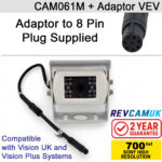 8PIN Vision UK/Vision Plus Adaptor Sony CCD White Bracket Reversing Camera Bundle | CAM061M + Adaptor VEV