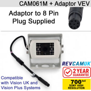 8PIN Vision UK/Vision Plus Adaptor Sony CCD White Bracket Reversing Camera Bundle | CAM061M + Adaptor VEV