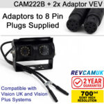 8PIN Vision UK/Vision Plus Adaptor Sony CCD White Bracket Reversing Camera Bundle | CAM222W B5 + Adaptor VEV