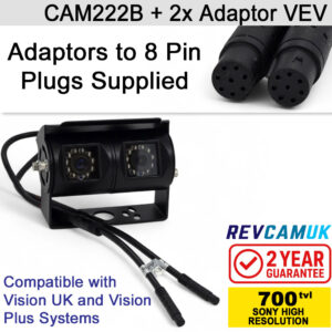 8PIN Vision UK/Vision Plus Adaptor Sony CCD White Bracket Reversing Camera Bundle | CAM222W B5 + Adaptor VEV