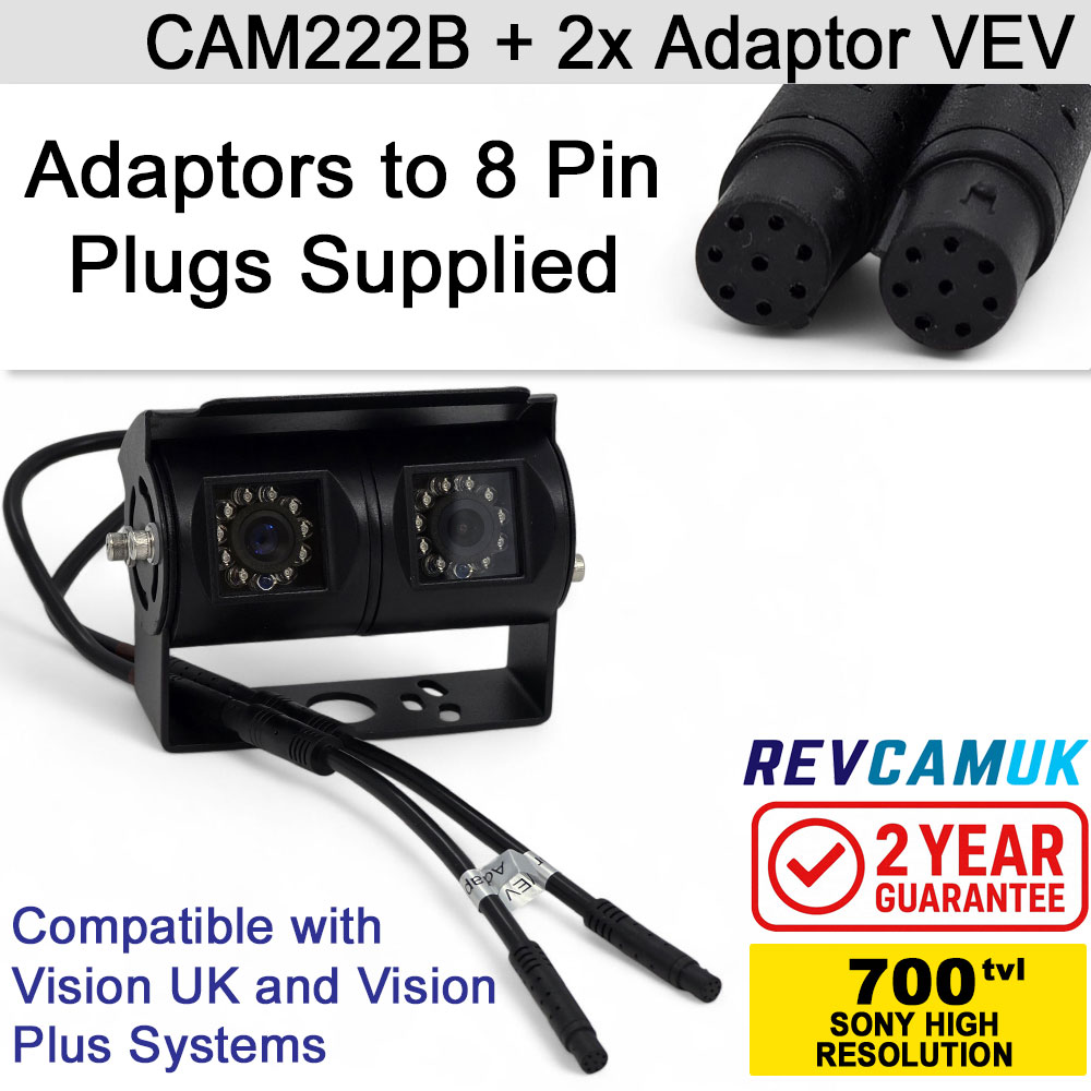 8PIN Vision UK/Vision Plus Adaptor Sony CCD White Bracket Reversing Camera Bundle | CAM222W B5 + Adaptor VEV