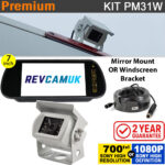 White Motorhome Reversing Camera Kit with Sony CCD or AHD image sensor + Mirror Monitor - PM31W