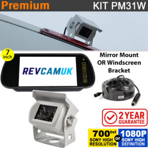 White Motorhome Reversing Camera Kit with Sony CCD or AHD image sensor + Mirror Monitor - PM31W