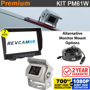 White Bracket Rear View or Reversing Camera Kit with 7" Stand On Dash Monitor and Sony CCD/AHD image sensor | PM61W