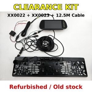 7-inch Clip-over Mirror Monitor Kit – Number Plate Reverse Camera – 12.5M Cable – Clearance