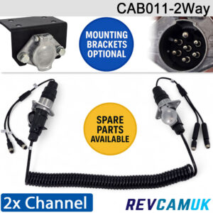 2 Channel Heavy Duty lift flap connector Suzie Trailer Link for reverse/side cameras | CAB011-2way