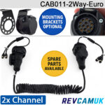 2 Channel Heavy Duty 13 pin EURO connector Suzie Trailer Link for reverse/side cameras | CAB011-2way EURO