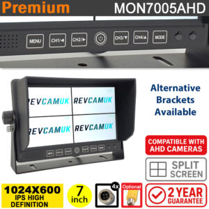 7" split screen monitor (Quad) display for AHD reversing camera / side cameras | MON7005AHD
