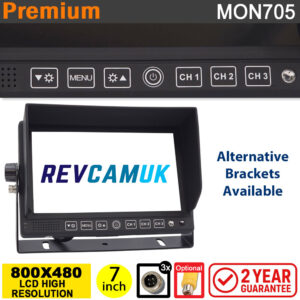 7" Monitor display for reversing cameras - 3x 4 pin inputs | MON705