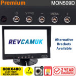 7" Monitor display for reverse parking camera - 2x 4 pin inputs | MON509D