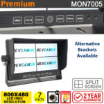 Quad Reversing Camera Monitor - 4 Channel Inputs - Split Screen Image Modes | MON7005