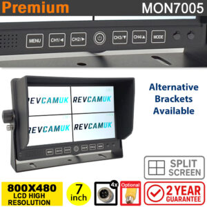 Quad Reversing Camera Monitor - 4 Channel Inputs - Split Screen Image Modes | MON7005