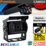 Black Reverse Camera - Sony CCD - Stainless Steel Bracket - RCA (Phono)