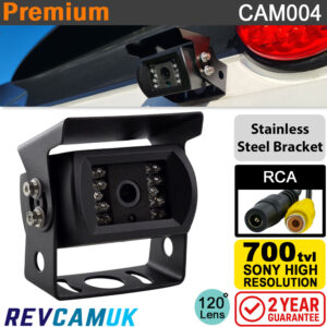 Black Reverse Camera - Sony CCD - Stainless Steel Bracket - RCA (Phono)