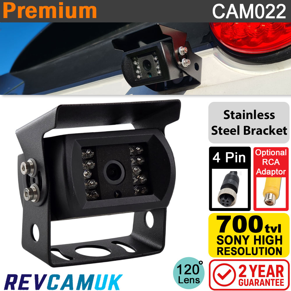 Black Reversing Camera - Sony CCD 700TVL - Stainless Steel Bracket - 4-Pin