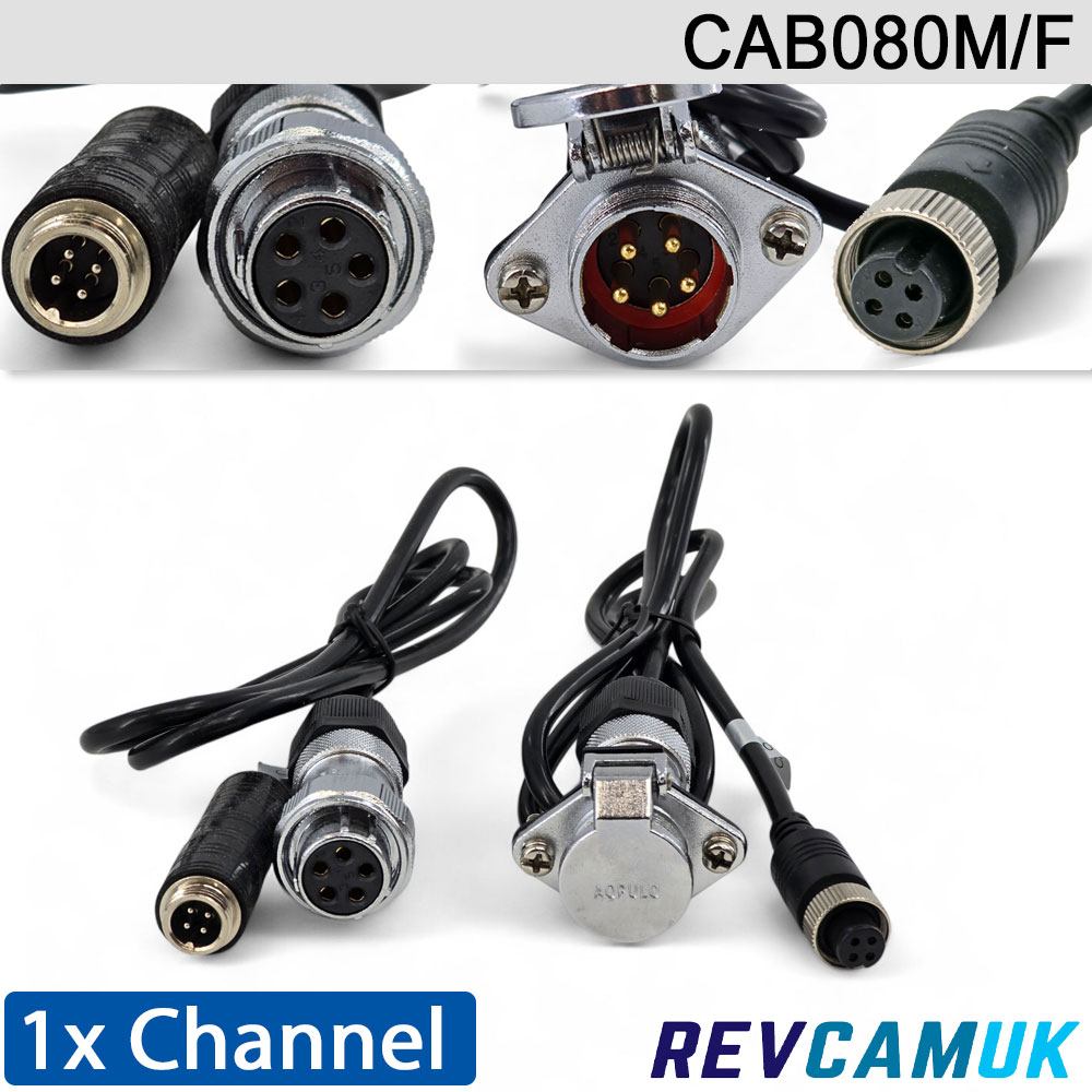 1 Channel Simple Trailer connector for reversing cameras | CAB080M/F