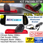 Fiat Ducato / Citroen Relay / Peugeot Boxer / Movano Twin Lens Brake Light Reversing Camera / Rear View Camera kit with 7" Mirror Display - PM39BLBTW