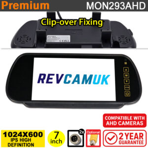 7" Mirror monitor display for AHD reversing camera - 2x inputs (720P/960P/1080P/CVBS) | MON293AHD