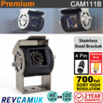 Black Reverse or Rear-View Camera - Sony CCD - Polished Stainless Steel Bracket - 4-Pin