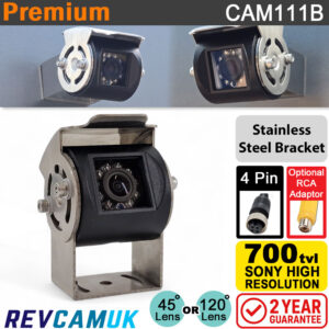 Black Reverse or Rear-View Camera - Sony CCD - Polished Stainless Steel Bracket - 4-Pin