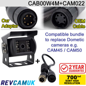 Dometic Compatible Replacement Reversing Camera Bundle with Black Sony CCD Bracket Camera + Adaptor | CAB00W4M + CAM022