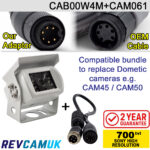 Dometic Compatible Replacement Reversing Camera Bundle with White Sony CCD Bracket Camera + Adaptor | CAB00W4M + CAM061