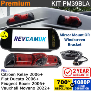 Fiat Ducato / Citroen Relay / Peugeot Boxer / Movano Brake Light Reversing Camera kit with 7" Mirror Display - PM39BLA