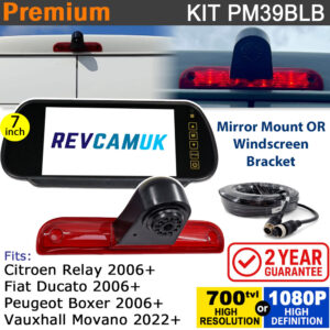 Fiat Ducato / Citroen Relay / Peugeot Boxer / Vauxhall Movano Brake Light Reversing Camera kit with 7" Mirror Display - PM39BLB
