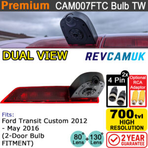 Ford Transit Custom 2012-May 2016 Twin Lens Brake Light Reversing Camera | CAM007FTCTW BULB