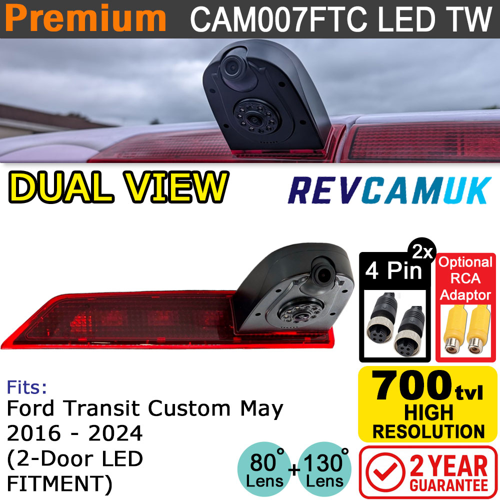Ford Transit Custom May 2016-2024 Twin Lens Brake Light Reversing Camera | CAM007FTC LED TW