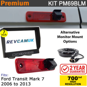 Ford Transit Mk7 (2006-2013) Brake Light Reversing Camera kit with 7" Monitor Display - PM69BLM