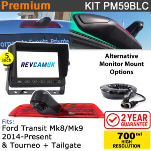 Ford Transit Mk8/Mk9 (2014+) Brake Light Reversing Camera kit with 5" Monitor Display - PM59BLC