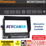 7" Monitor display for AHD rear view camera - 3x inputs (720P/960P/1080P/CVBS) | MON705AHD