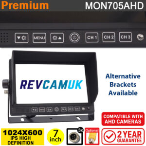 7" Monitor display for AHD rear view camera - 3x inputs (720P/960P/1080P/CVBS) | MON705AHD
