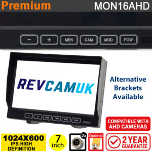 7" Monitor display for AHD reverse camera - 2x inputs (720P/960P/1080P/CVBS) | MON16AHD