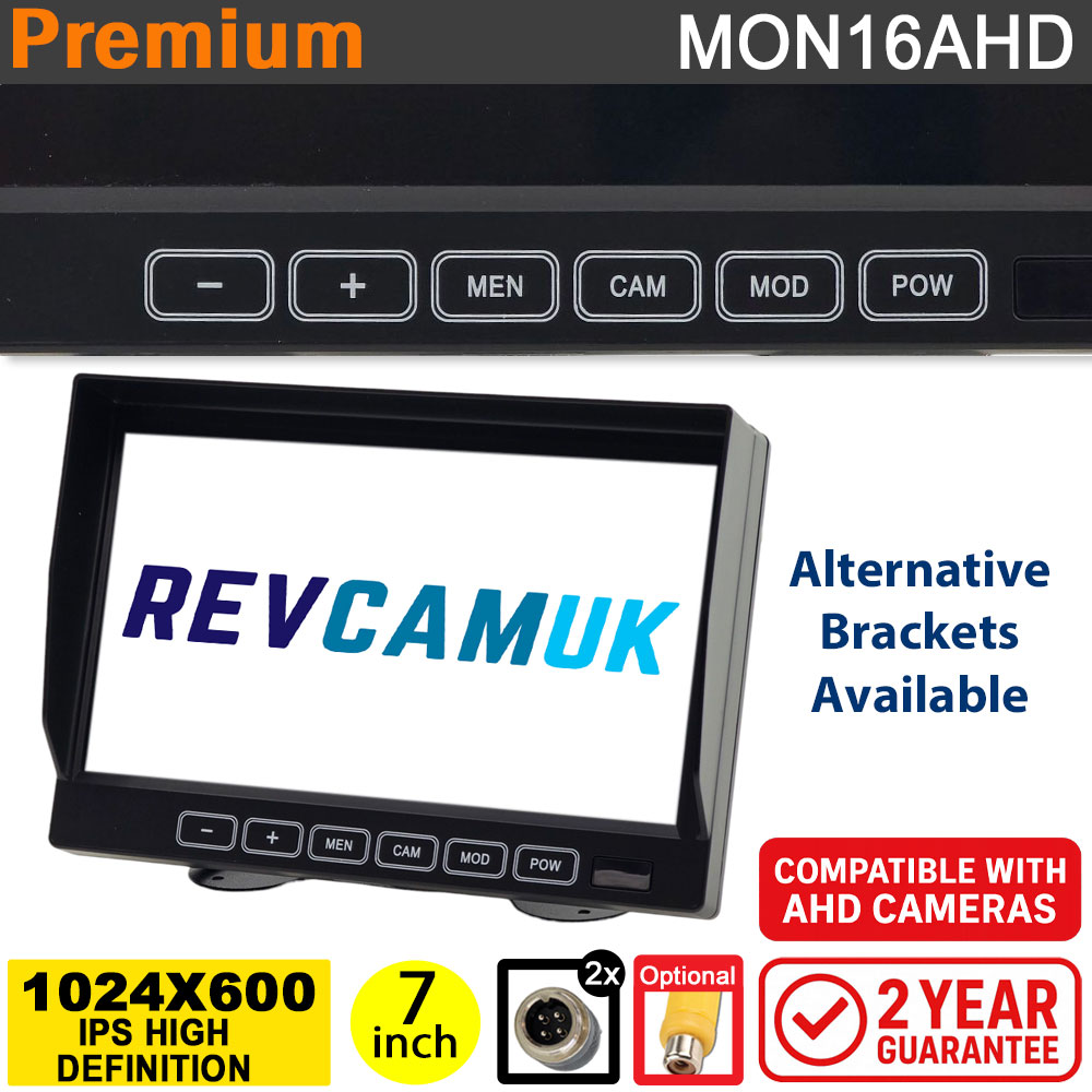 7" Monitor display for AHD reverse camera - 2x inputs (720P/960P/1080P/CVBS) | MON16AHD