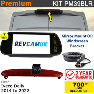 Iveco Daily (2014-2022) Brake Light Reversing Camera kit with 7" Mirror Monitor - PM39BLR