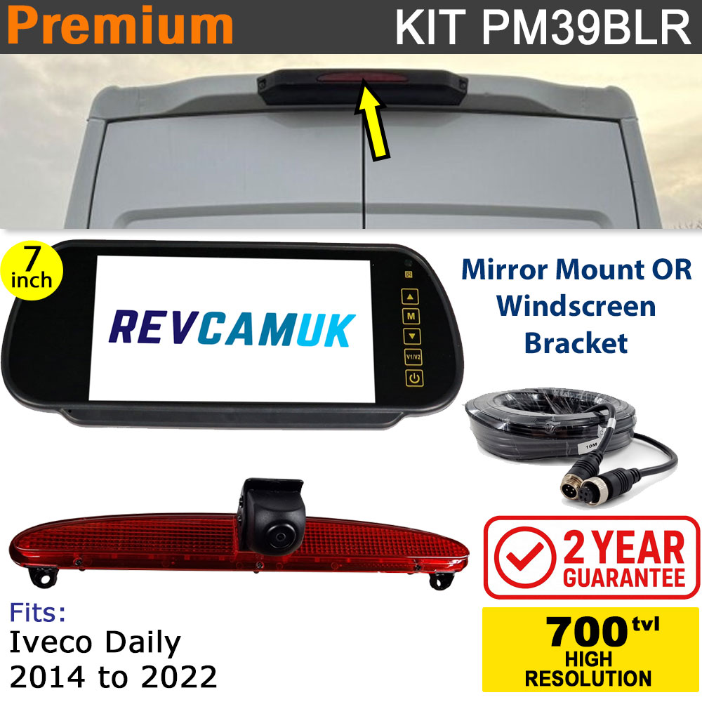 Iveco Daily (2014-2022) Brake Light Reversing Camera kit with 7" Mirror Monitor - PM39BLR