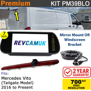 Mercedes Vito (2016+) Brake Light Reversing Camera kit with 7" Mirror Display - PM39BLO