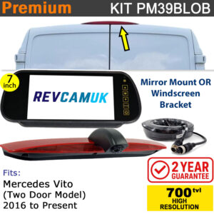 Two Door W447 Mercedes Vito Reversing Camera kit with 7" Mirror Display 2016 to Present - PM39BLOB